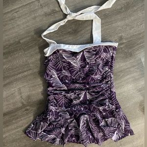 Venus 1 piece maroon/White swim dress